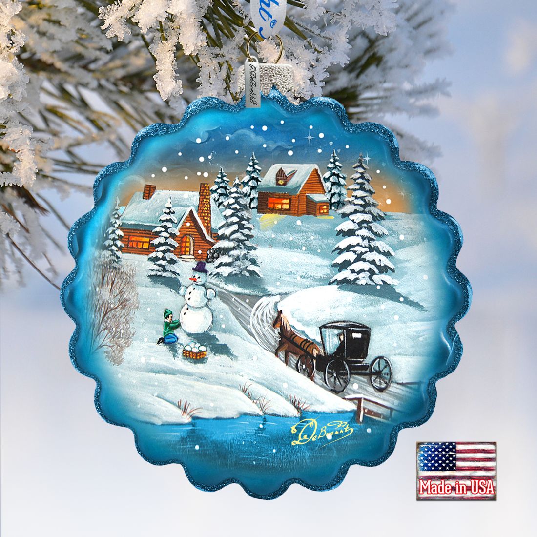Vintage Village Wreath Glass Ornament by G. DeBrekht - Christmas Decor - 759-043