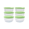 12 Piece Set (4 Cup / 32Oz ) Round Glass Storage Containers With Lids, Pistachio