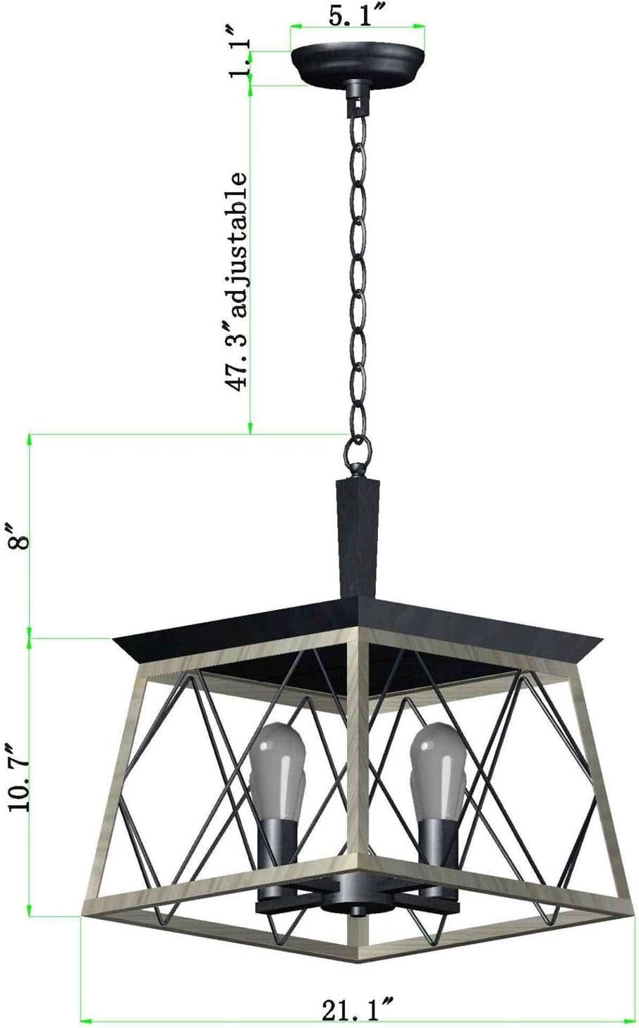 4 Light Farmhouse Vintage Chandelier White Oak Finish