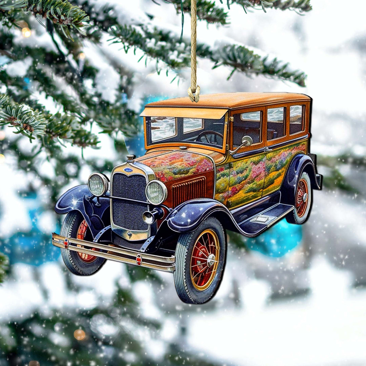 Nautical Christmas Decor - Vintage Car Wooden Ornaments by G.Debrekht Coastal Holiday Decor - 8688194
