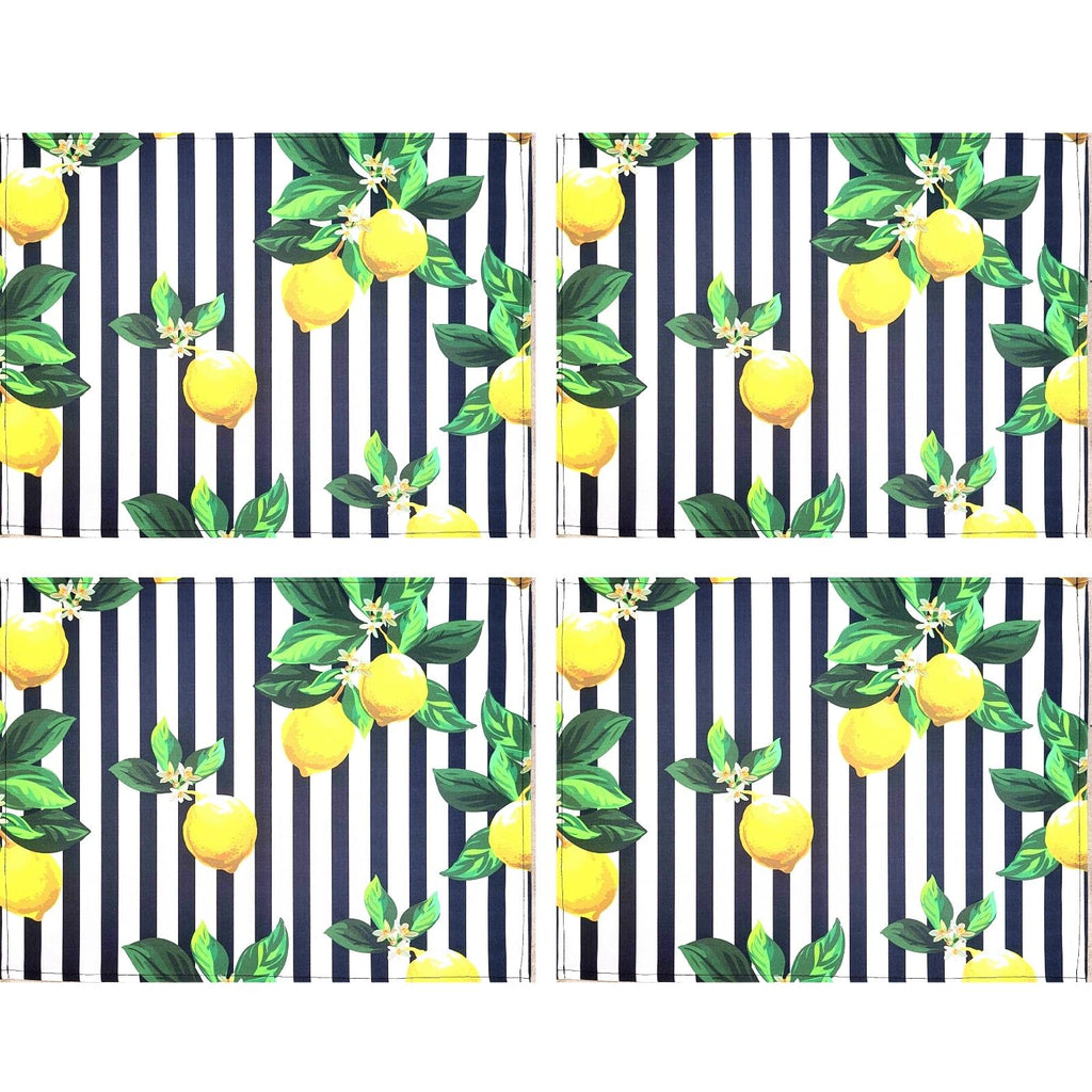 Set of 4 Waterproof Rectangular Placemats Top Lemon Siciliano 17X13