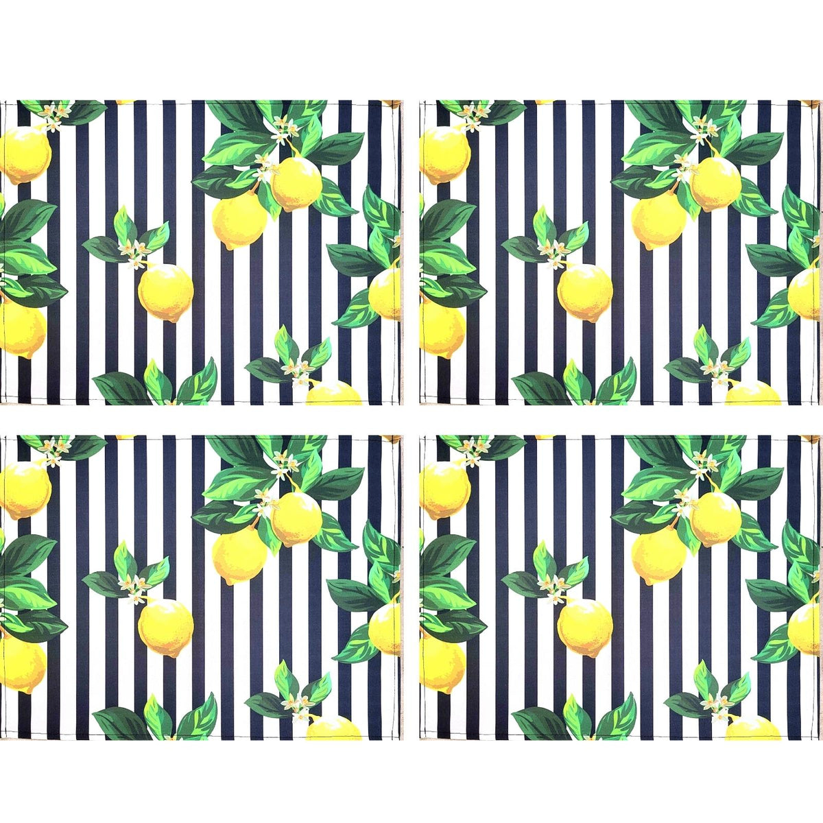 Set of 4 Waterproof Rectangular Placemats Top Lemon Siciliano 17X13