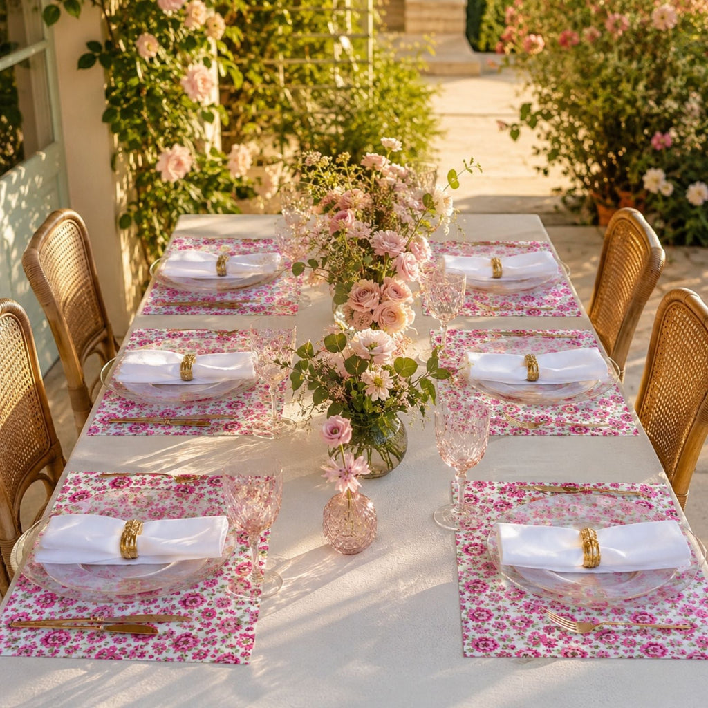 Charlo's Set of 4 Rectangular Placemats Floral Cupid 18" x 12"