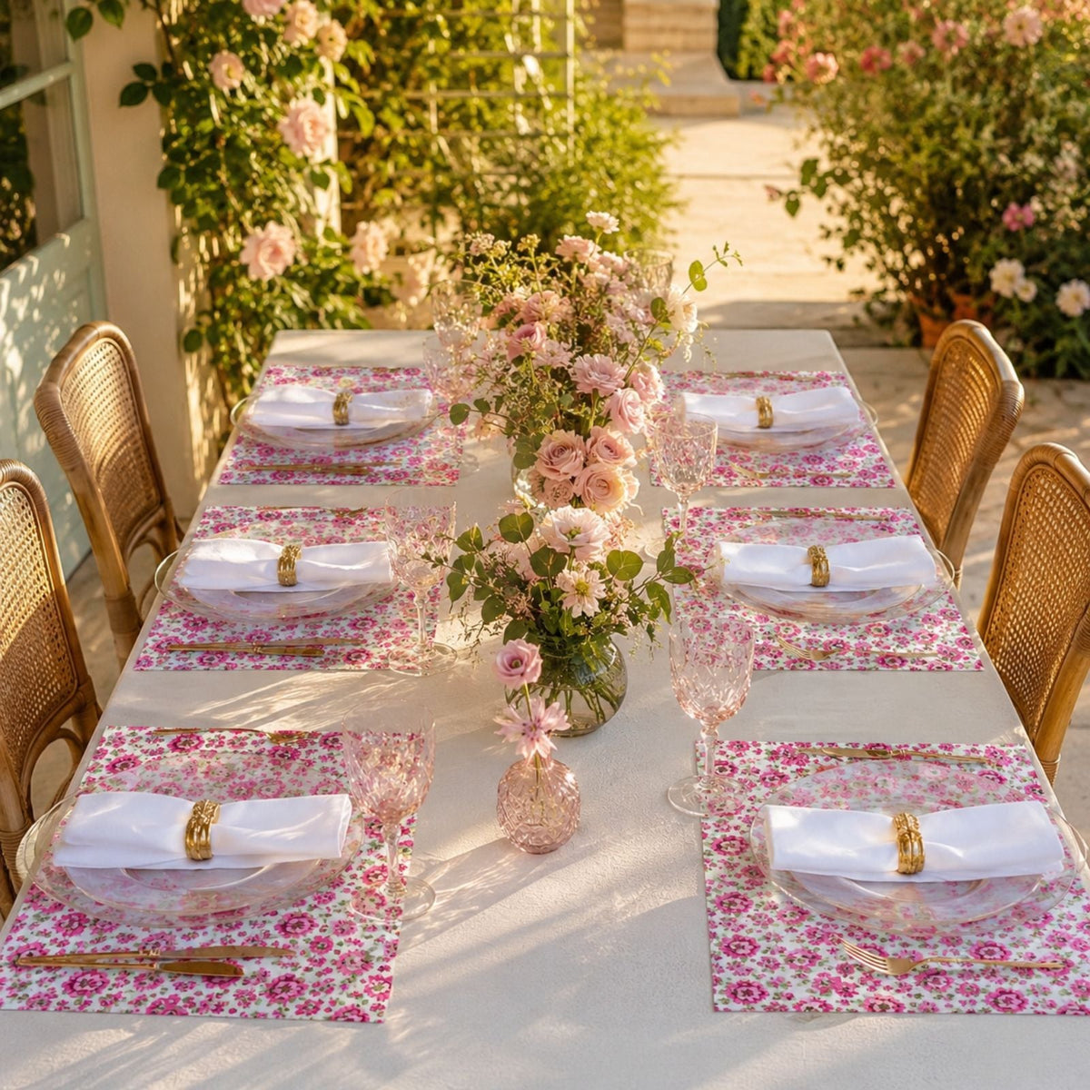 Charlo's Set of 4 Rectangular Placemats Floral Cupid 18" x 12"