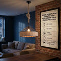NATURVALL Hemp Rope Vintage Farmhouse Overhead Pendant Light ~1132