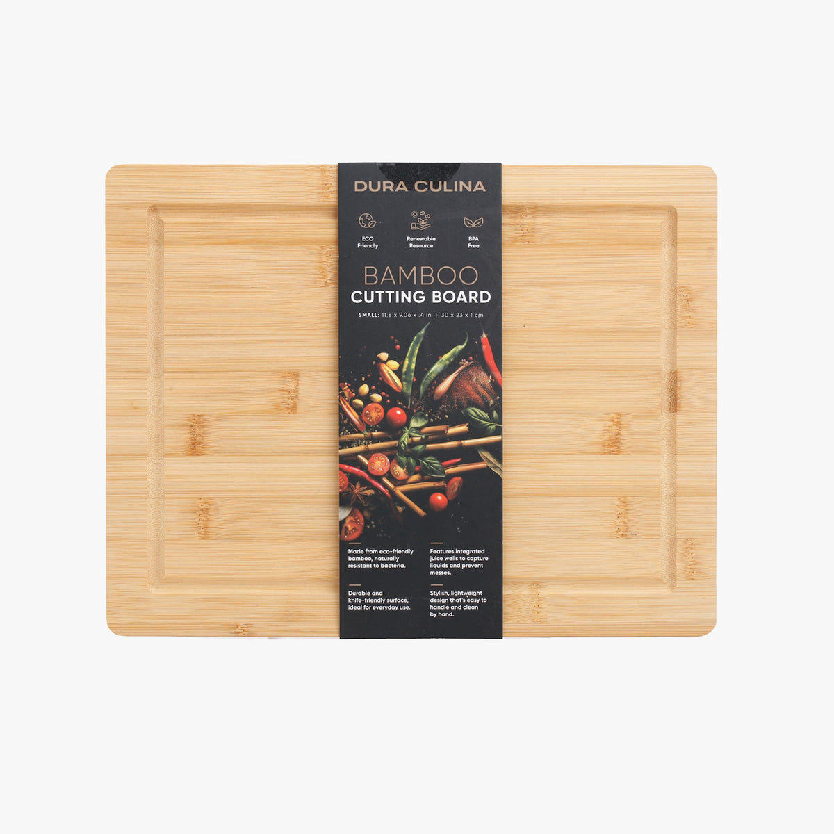 Bamboo Wood Cutting Board: Small – (11.8” x 9.05”) Durable, Eco-Friendly Chopping Board