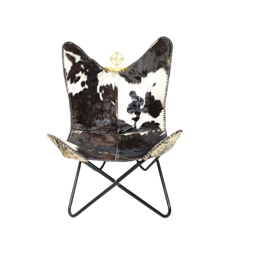 Rustic Saddle Cowhide Butterfly Chair