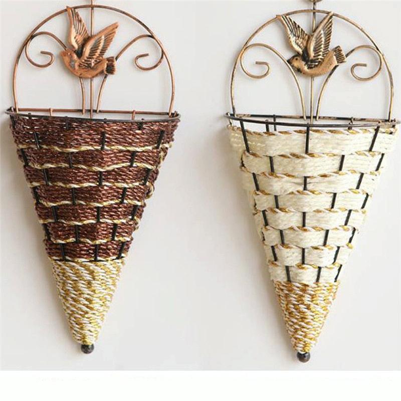 NNEIDS Rustic Hanging Rattan Vase For Farmhouse Decor