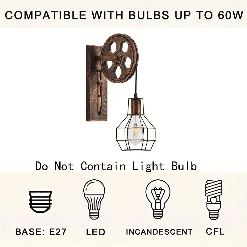 NNETM Vintage Industrial Wall Sconce - Rustic Farmhouse Bedside Lamp (Bronze)