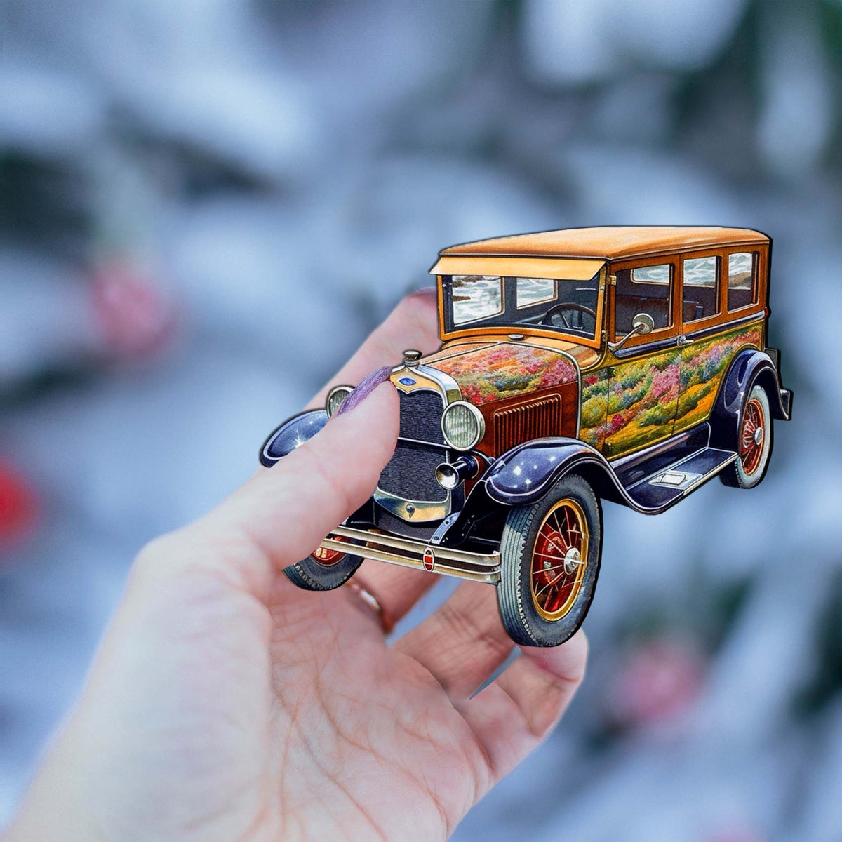 Nautical Christmas Decor - Vintage Car Wooden Ornaments by G.Debrekht Coastal Holiday Decor - 8688194