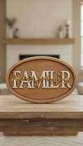 Personalized family name mantelpiece plaque