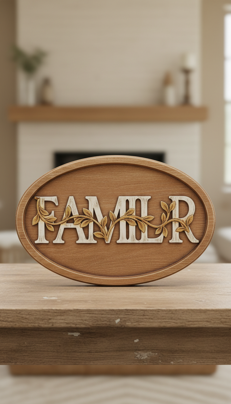 Personalized family name mantelpiece plaque