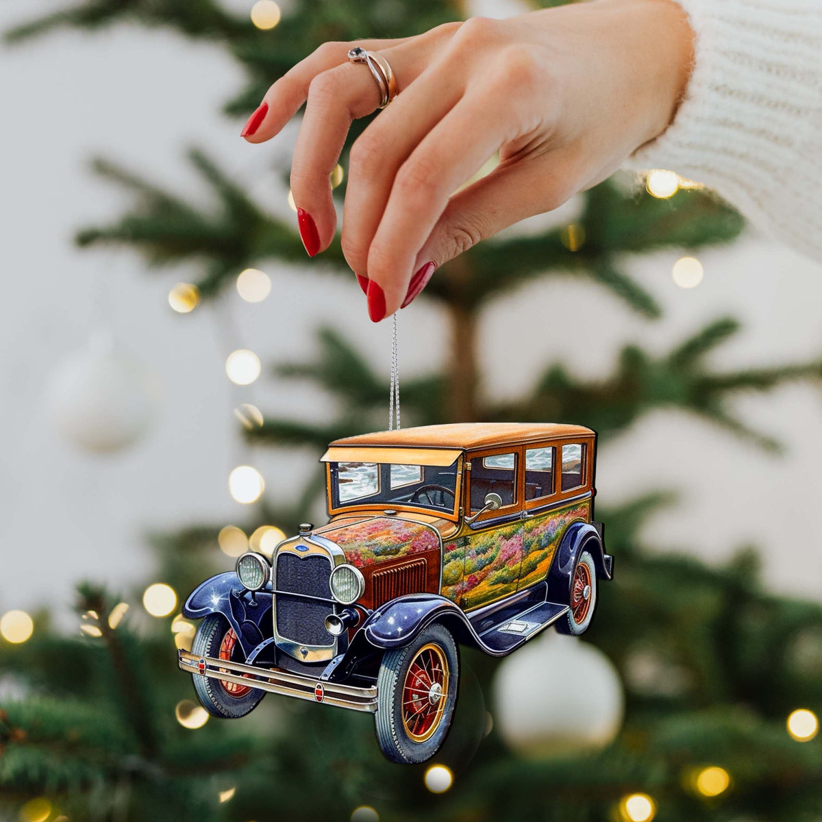 Nautical Christmas Decor - Vintage Car Wooden Ornaments by G.Debrekht Coastal Holiday Decor - 8688194