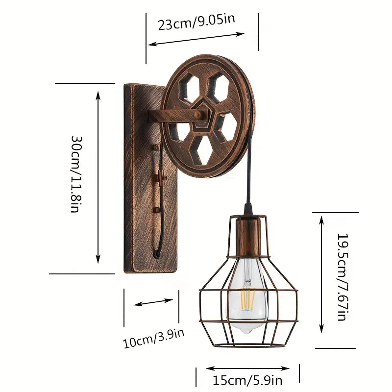 NNETM Vintage Industrial Wall Sconce - Rustic Farmhouse Bedside Lamp (Bronze)