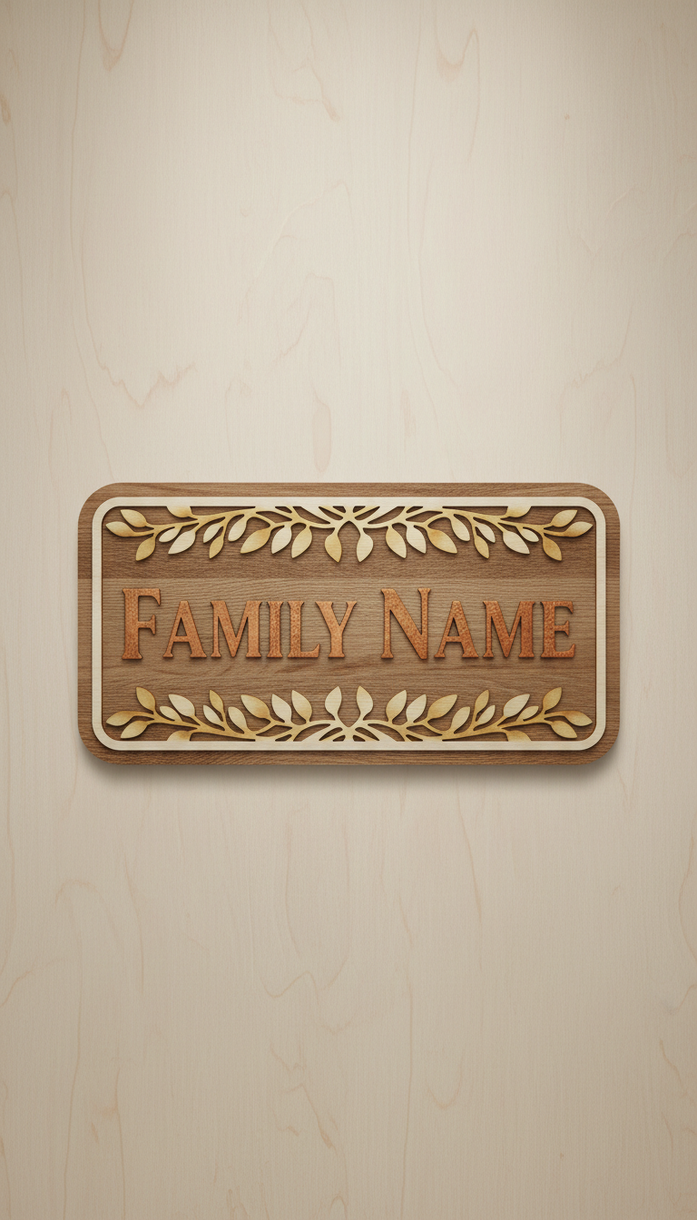 Family name entryway sign with custom script