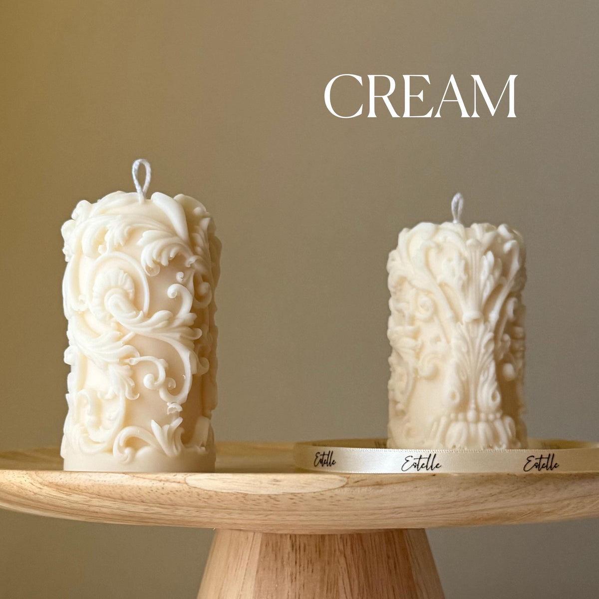 Vintage Lace Soy Pillar Candle: Handmade Home Decor