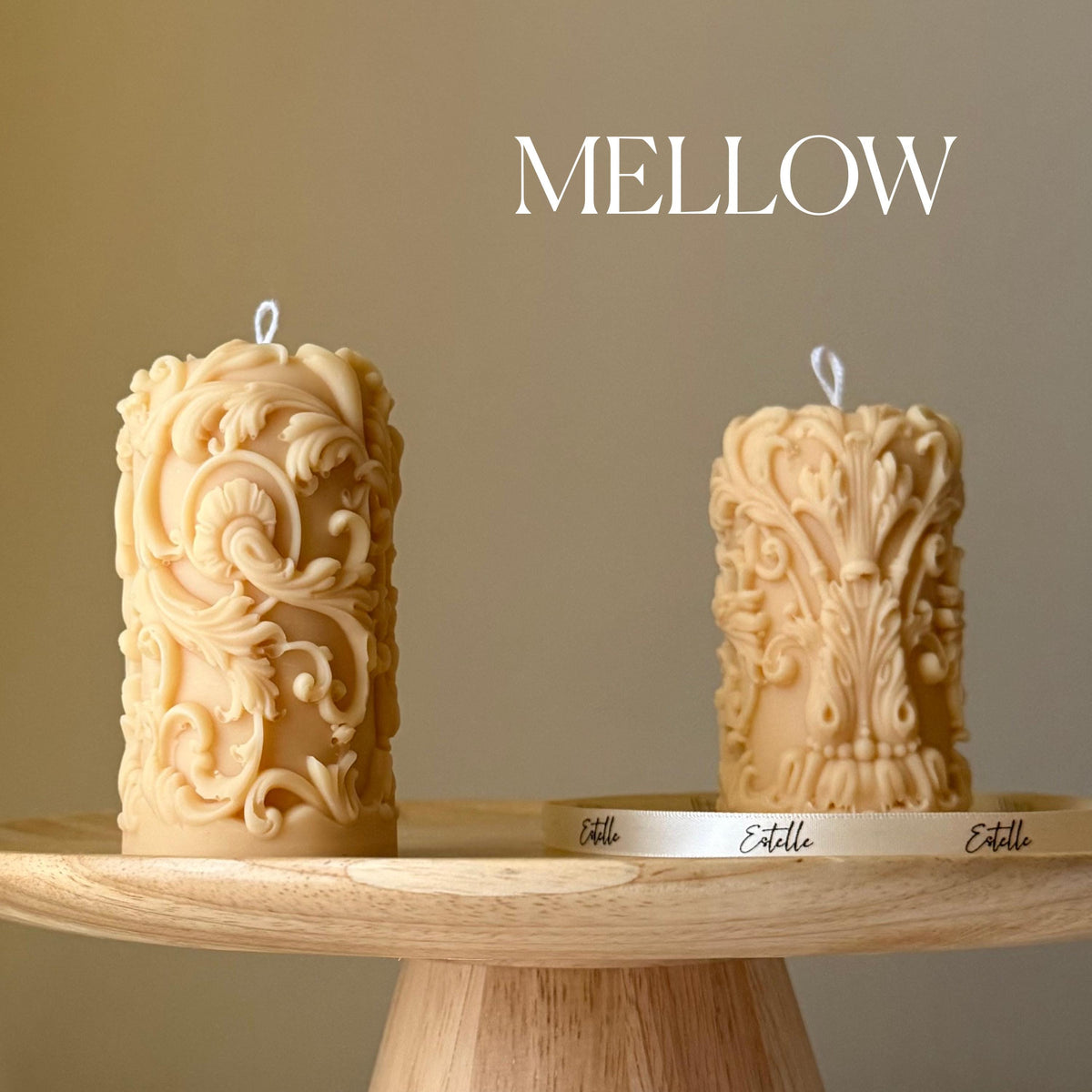 Vintage Lace Soy Pillar Candle: Handmade Home Decor