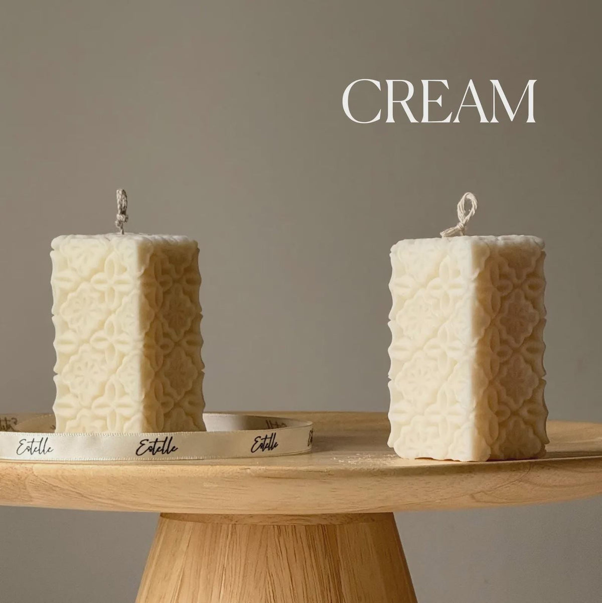 Vintage Lace Soy Pillar Candle: Handmade Home Decor